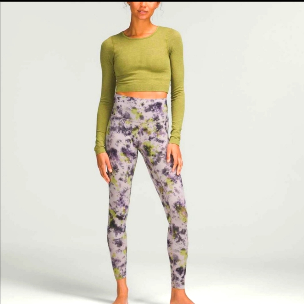 Lululemon Align Radial Tie Dye Mauve Grey Multi High Rise Pant 25" Size 10 NWT